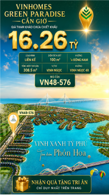Nhà phố liền kề VN48-576 - phân khu vịnh ngọc DTXD 308.5m² giá 16.26 tỷ